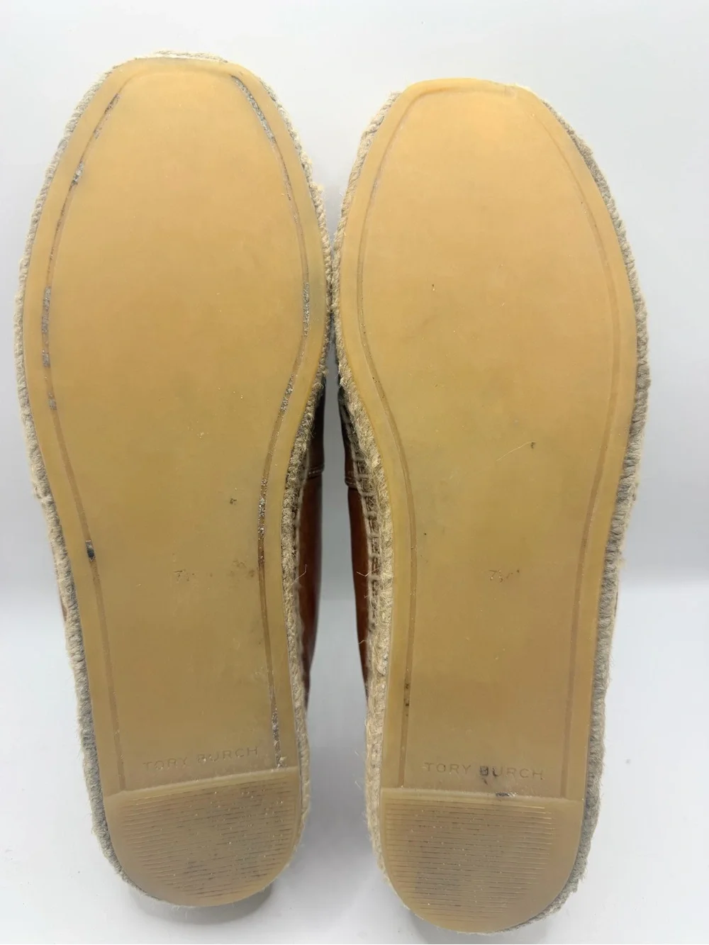 Tory Burch Brown Leather Espadrille Slip-Ons